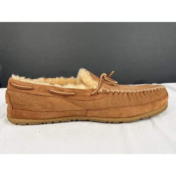 LL Bean Wicked Good Moccasins Men's 13 Suede Brown Leather Slippers Slip On - Picture 11 of 16